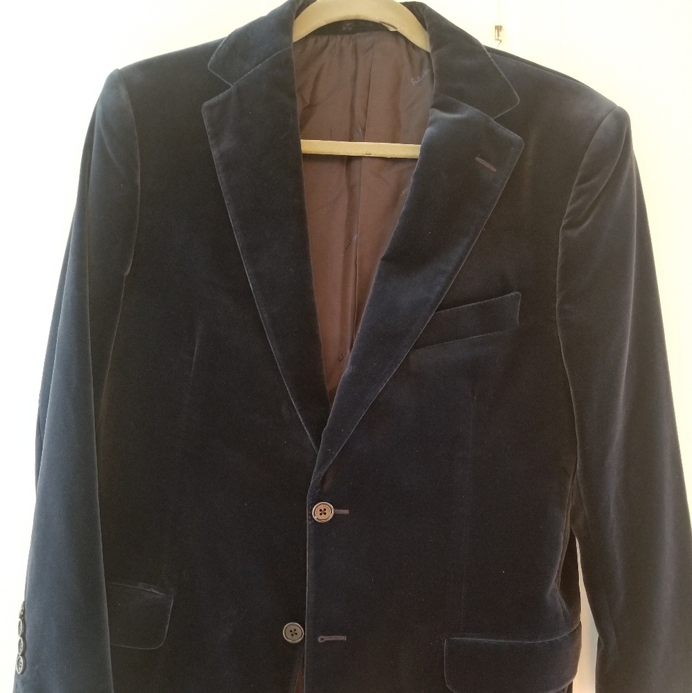 Salvatore Ferragamo Velvet Navy Sport Coat US 42S